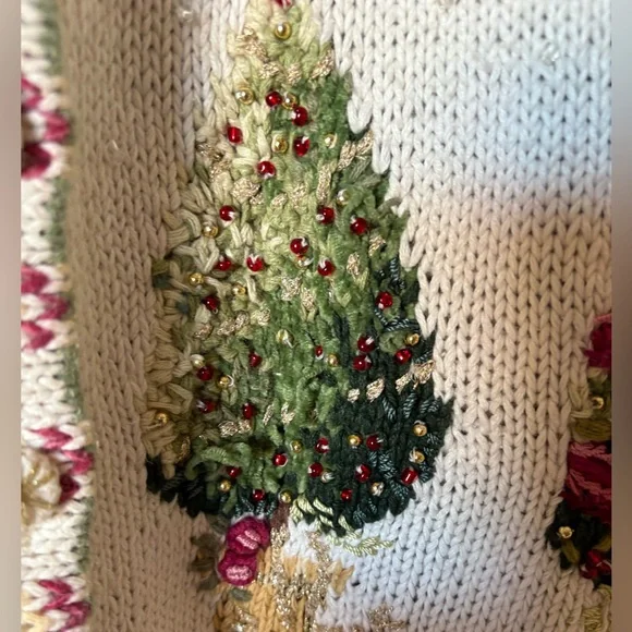 Tiara International | Vintage knit Christmas Cardigan. Size 26. Holiday floral - Picture 4 of 13